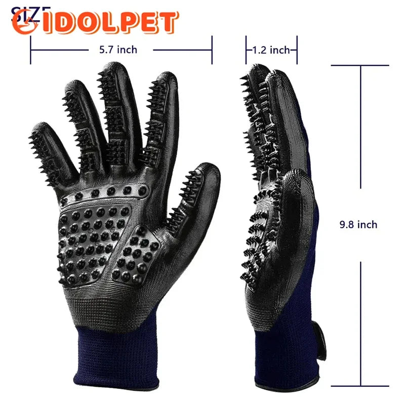 Pet Grooming Gloves Shedding Bathing Hair Remover Gloves Pet Shower Gloves Cat Dog Hair Deshedding Brush Rubber Remover Brush