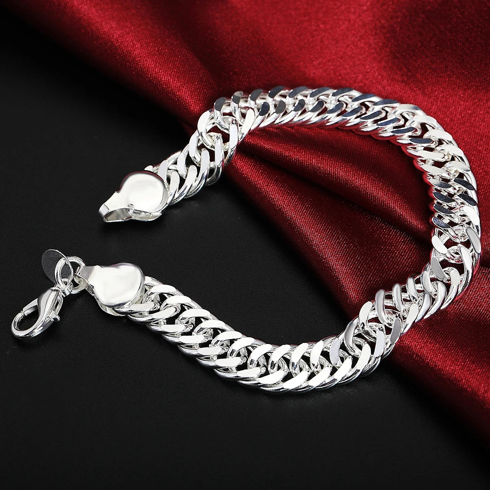 Men's 925 Sterling Silver Cuff 10mm Wide 8'' Fashion Snake Chain Bracelets for Women Charm Bracelet Party Jewelry Christmas