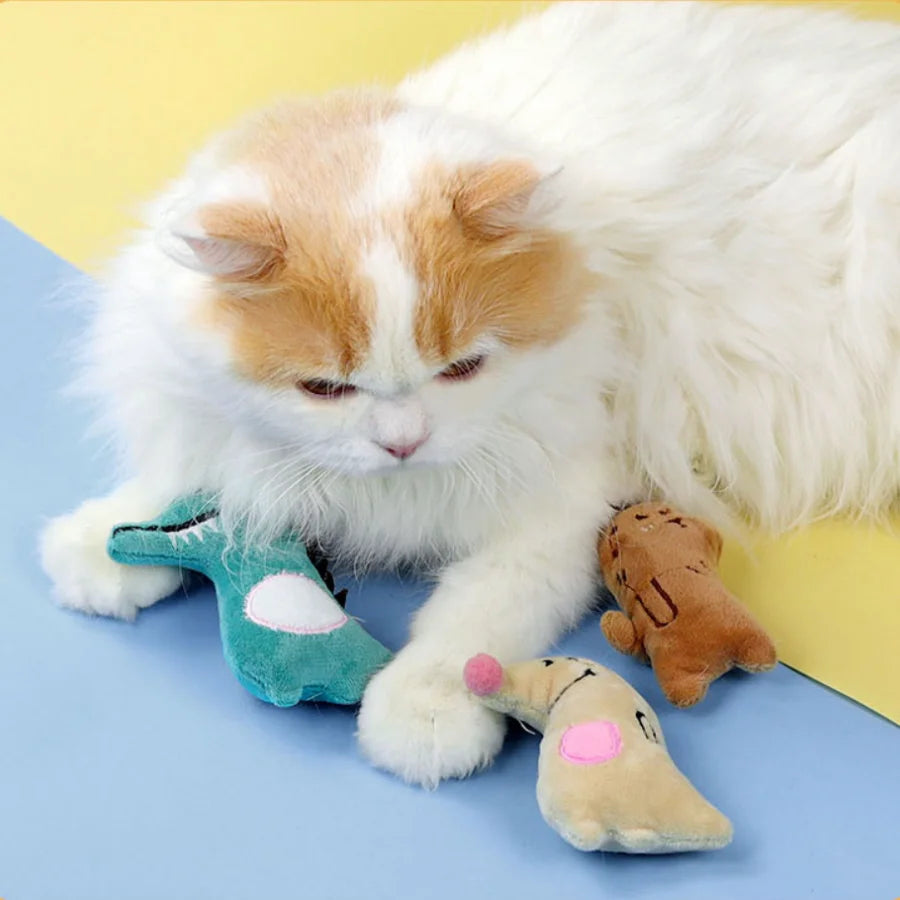 Pet Molar Bite toy Cartoon Stuffed Animal Cute Plush Cat Chew Toy Interactive Pets Toys For Cat