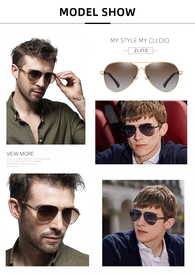 CLLOIO New Titanium Alloy Sunglasses Polarized Men's Sun Glasses Women Fashion Pilot Gradient Eyewear Photochromic Oculos De Sol