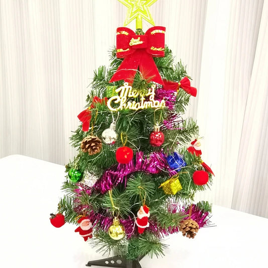 45cm Table-Top Christmas Tree,Artificial Mini Christmas Pine with Decorations Pendants,Parent-Child Interactive DIY Assembly Toy