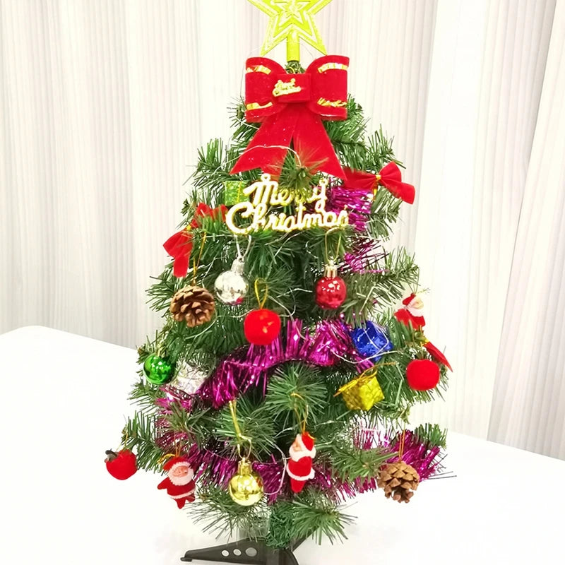 45cm Table-Top Christmas Tree,Artificial Mini Christmas Pine with Decorations Pendants,Parent-Child Interactive DIY Assembly Toy