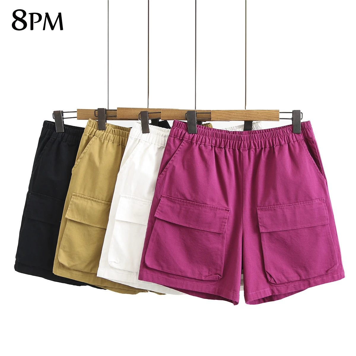 Women's Plus Size Cargo Shorts Comfy Relaxed-fit Elastic Waist Cargo Bermuda Short  With Pockets 2X 3X