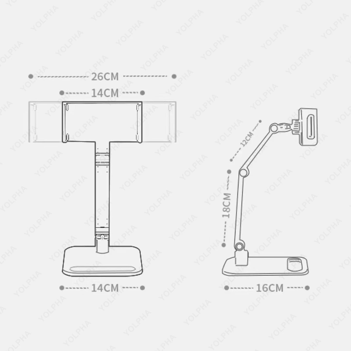 Tablet Stand Holder for ipad Height Adjustable Kindle Stand 360°Rotation Monitor Stand for Desk, Tablets, Smartphone Square Base