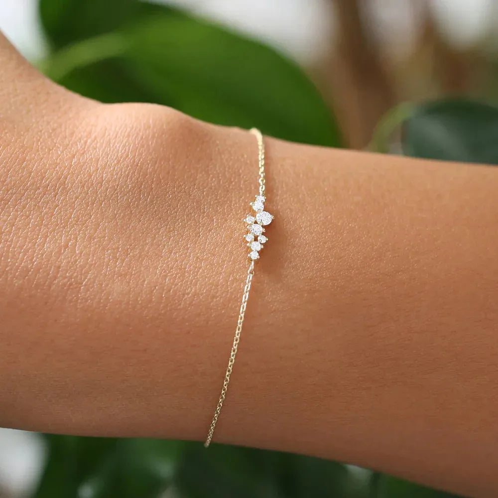 CANNER S925 Sterling Silver Crystal Bracelet Simple Fashion Chain Bracelet For Women Hypoallergenic Exquisite Hand Ornament