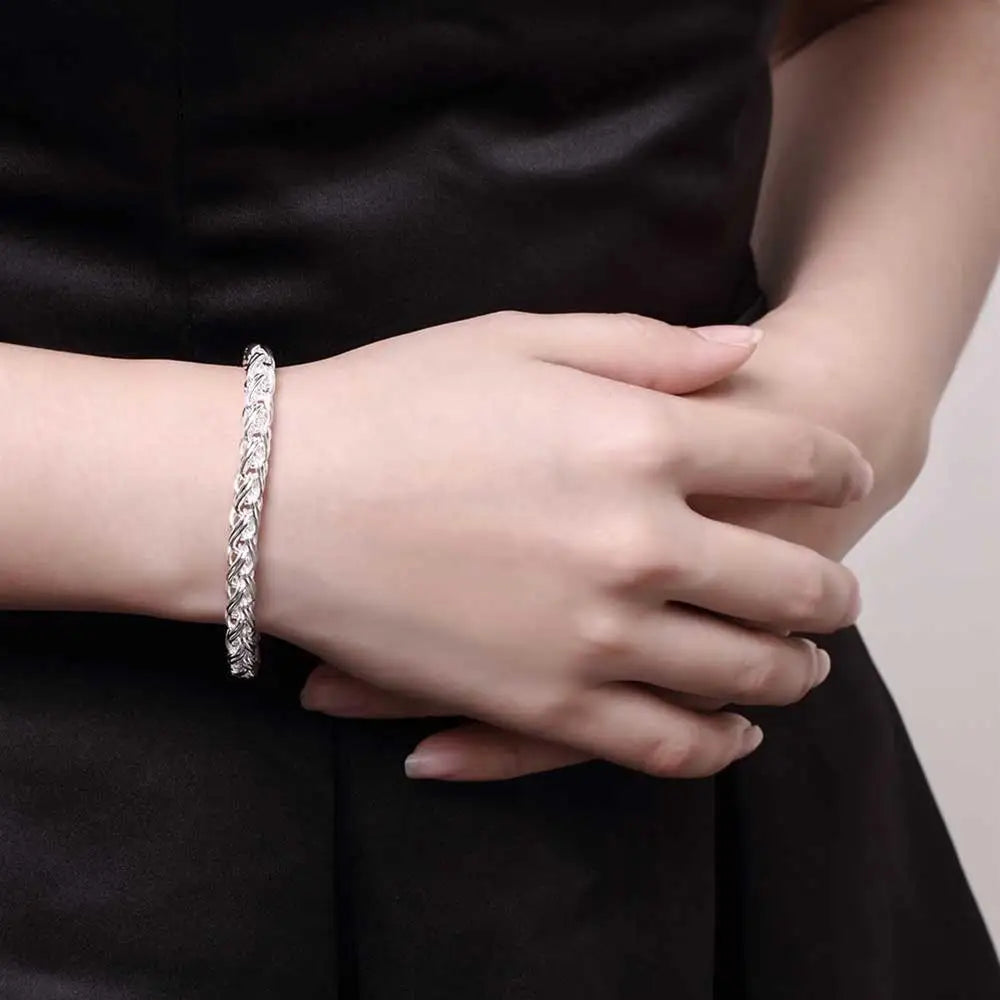 Hot retro twisting circle chain 925 Sterling Silver  Bracelet for woman Popular Wedding party Christmas Gifts fashion Jewelry