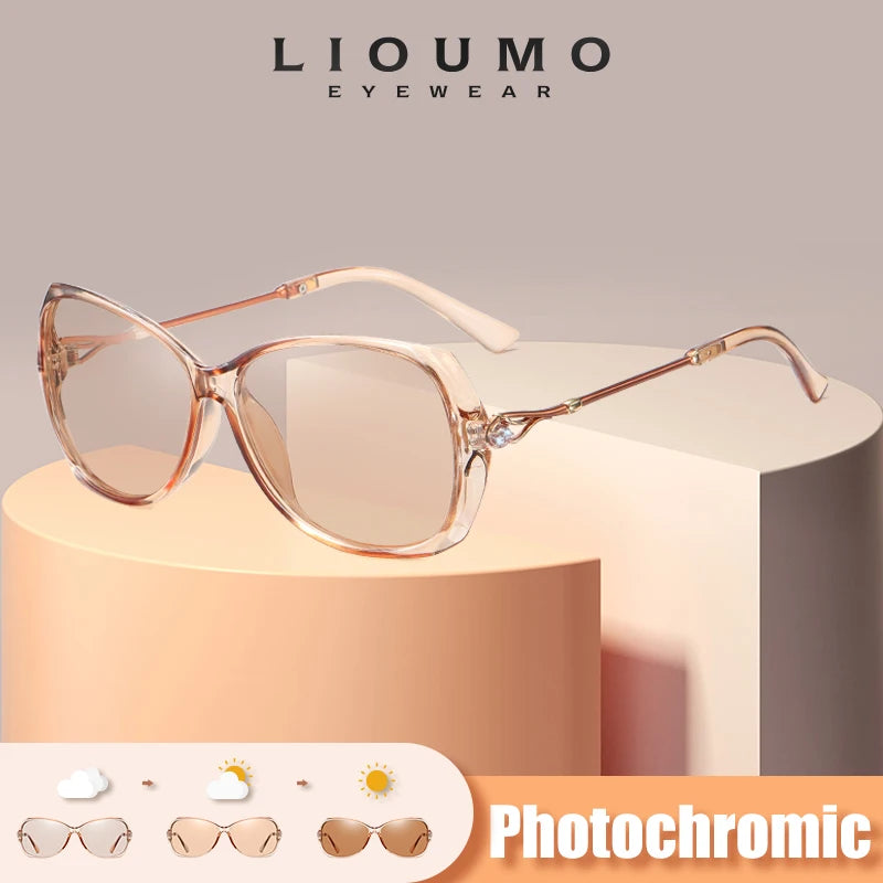 LIOUMO 2023 Elegant Photochromic Women's Sunglasses Polarized Chameleon Lens Luxury Sun glasses Ladies UV400 Lentes de sol Mujer