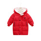 Children's hooded cotton jacket, medium length windproof jacket, warm, cold proof, solid color, winter, new fashionable down jac