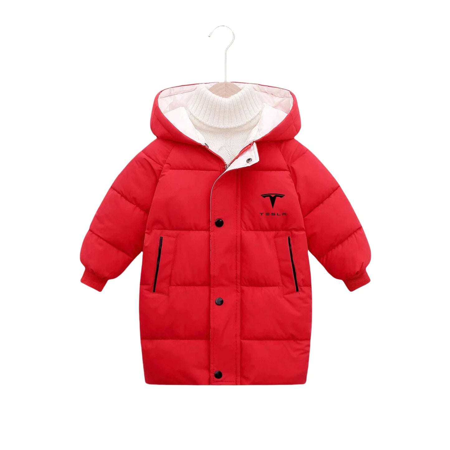 Children's hooded cotton jacket, medium length windproof jacket, warm, cold proof, solid color, winter, new fashionable down jac