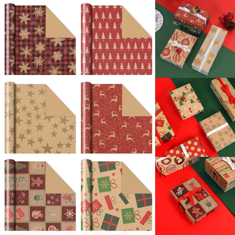 76x50cm Christmas Gift Wrapping Paper DIY Packing Paper New Year Party Present Decoration Vintage Package Wrap Paper Supplies