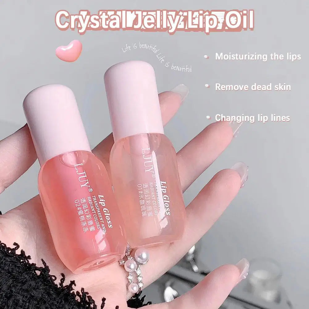 Crystal Jelly Lip Oil Hydrating Plumping Lips Coat Lipstick Lipgloss Tint Clear Lip Plumper Serum Transparent Fruit Lip Gloss