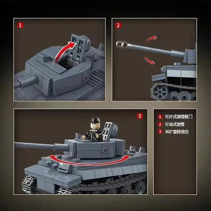 WW2 Military Panzer Panther Medium Tank Panzerkampfwagen V Panther Building Blocks World War II Figures Bricks Model Toys Gift