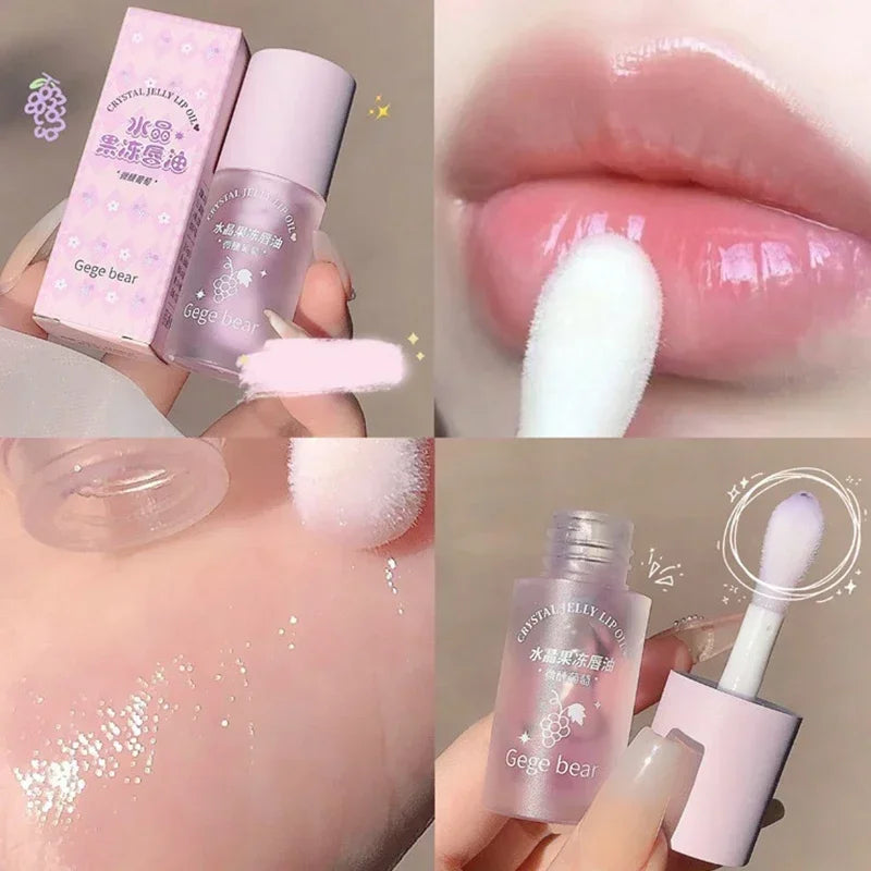 Crystal Jelly Lip Oil Hydrating Plumping Lip Coat Lipstick Moisturizing Mirror Lip Gloss Clear Lip Plumper Cosmetics Makeup