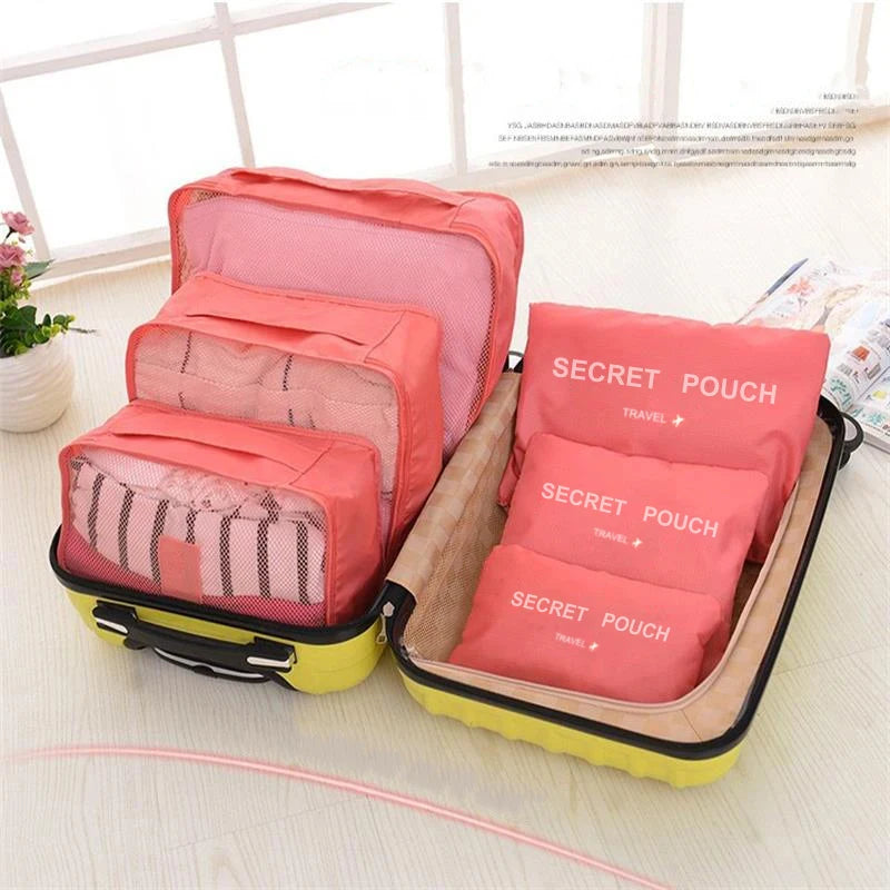 6pcs Travel Organizer Set - Durable Oxford Fabric, Fashionable Women's Packing Cubes For Clothes & Underwear, Hand Washable