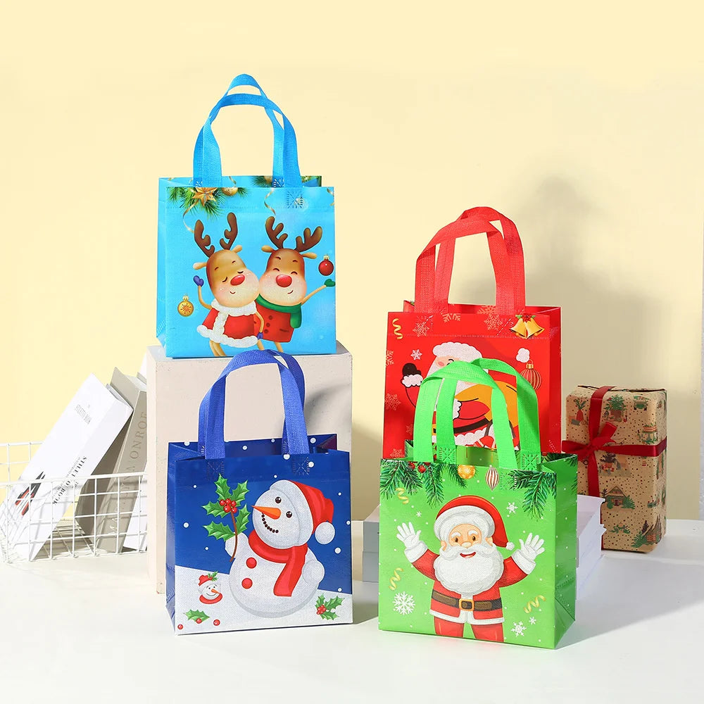 4Pcs Christmas Gift Bags Santa Snowman Elk Xmax Gift Packing Bag Non-Woven Christmas Packaging Christmas Decoration 2024 Navidad