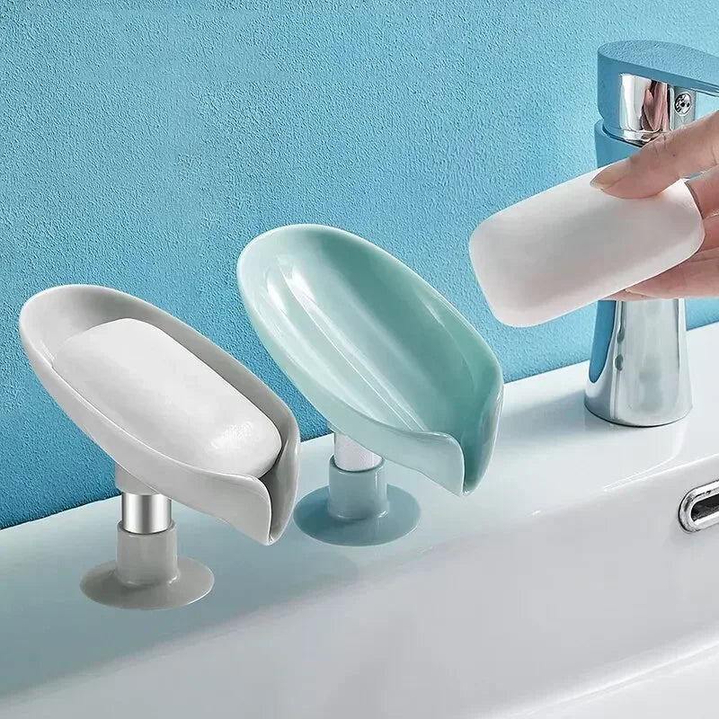 1pcs Drain Soap Holder Leaf Shape Soap Box Suction Cup Tray Drying Rack for Shower Sponge Container Kitchen Bathroom Accessories