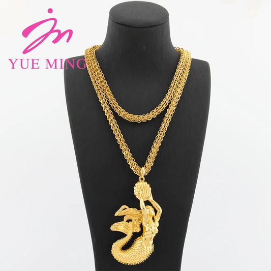 18k Gold Plated Pendant with 100cm Long Chain Copper Animal Pattern Necklace For Women Men Fashion Jewelry For Party Daily Wear