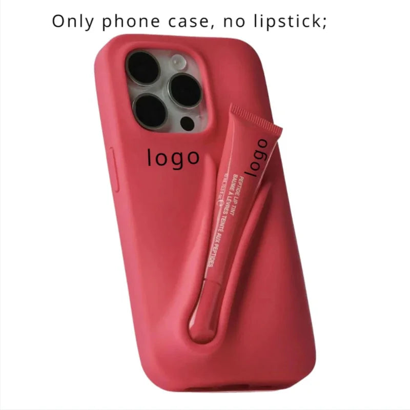 New 2024 Design Lip Gloss Lipstick Lip 3D Balm Make-Up Silicone Phone Case for iPhone 12 13 14 15 Pro Max Lipgloss Holder Cover