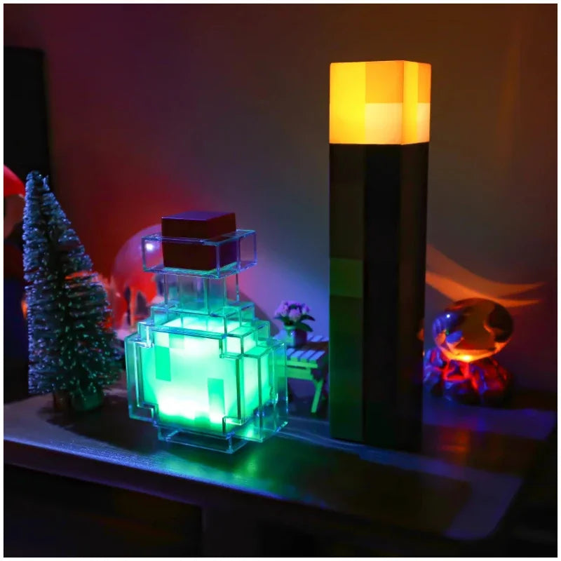 MC Game Night Light LED Rechargeable Color-changing Bottle Toy Atmosphere Decoration Night Light Children's Game Gift