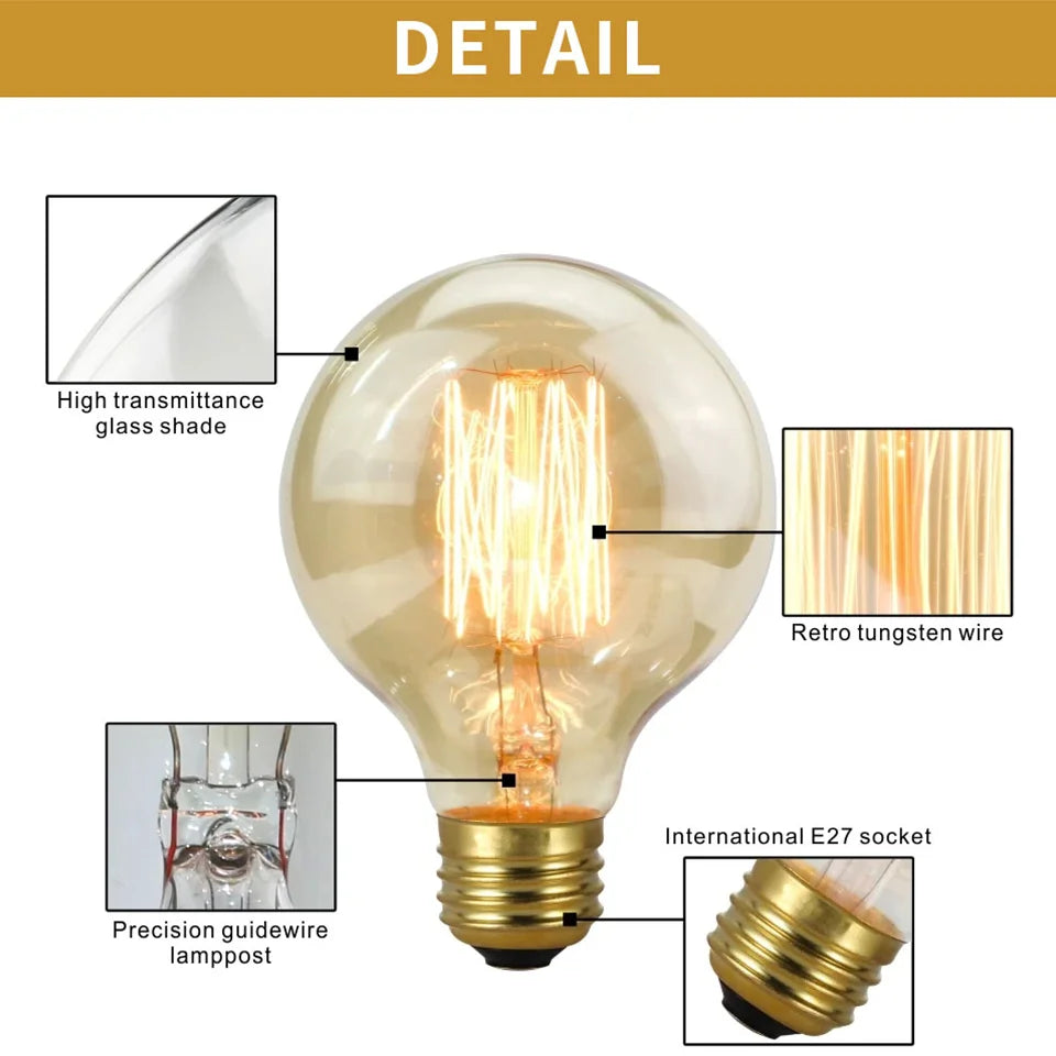 Reteo Edison Light Bulb 220V 110V E27/E26 A19 ST64 40W Vintage LED Filament Light Bulb Edison Lamp For Home Vintage Edison Lamp