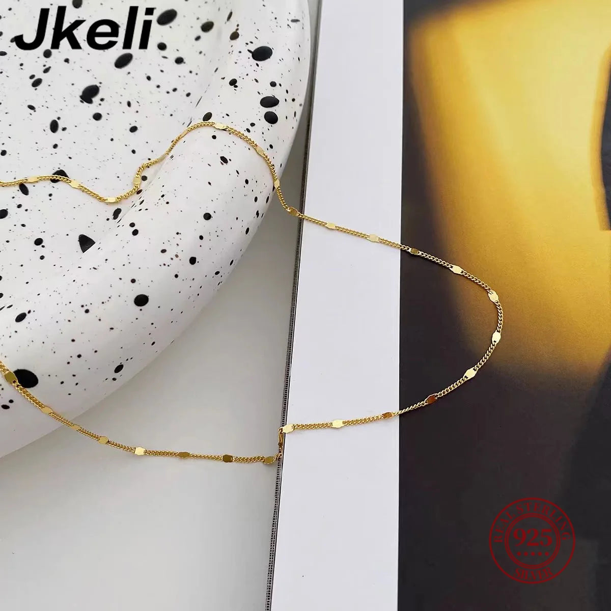 Jkeli Real 925 Sterling Silver Shiny Sequin Chains Necklaces for Women Light Luxury Fine Jewelry Minimalist Trendy Accessories