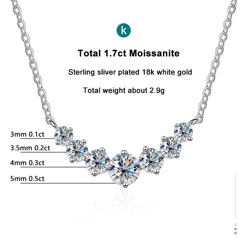 Moissanite Necklace for Woman Wedding Fine Jewely with Certificates 925 Sterling Sliver Plated 18k White Gold Necklace