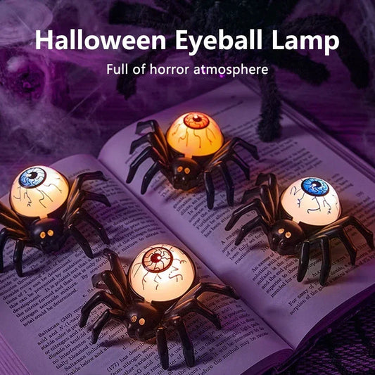 1/2/5pcs Halloween LED Light Spider Eyeball Glow Night Lamp Horror Prop Ornament Festival Party Halloween Decoration Supplies