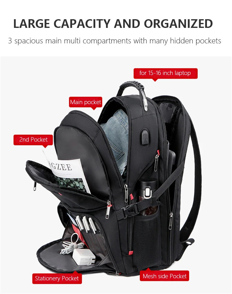 Swiss-Multifunctional bags Durable 17 Inch Laptop Backpack, Travel Bag,College Bookbag,USB Charging Port,Water Resistant