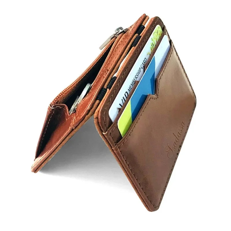 New Fashion Man Small Leather Magic Wallet with Coin Pocket Men's Mini Purse Money Bag Credit Card Holder Clip for Cash