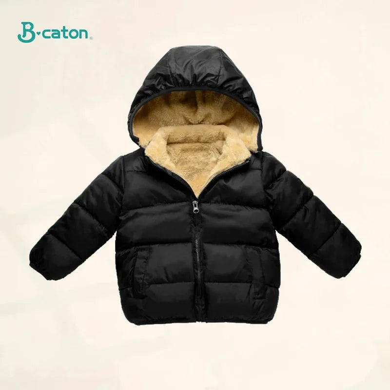 Children's Cotton Cloths Down Jacket Coat Baby Kids  Clothing Boy Girls Cashmere Winter Thick Warm Zipper Hooded Outwear