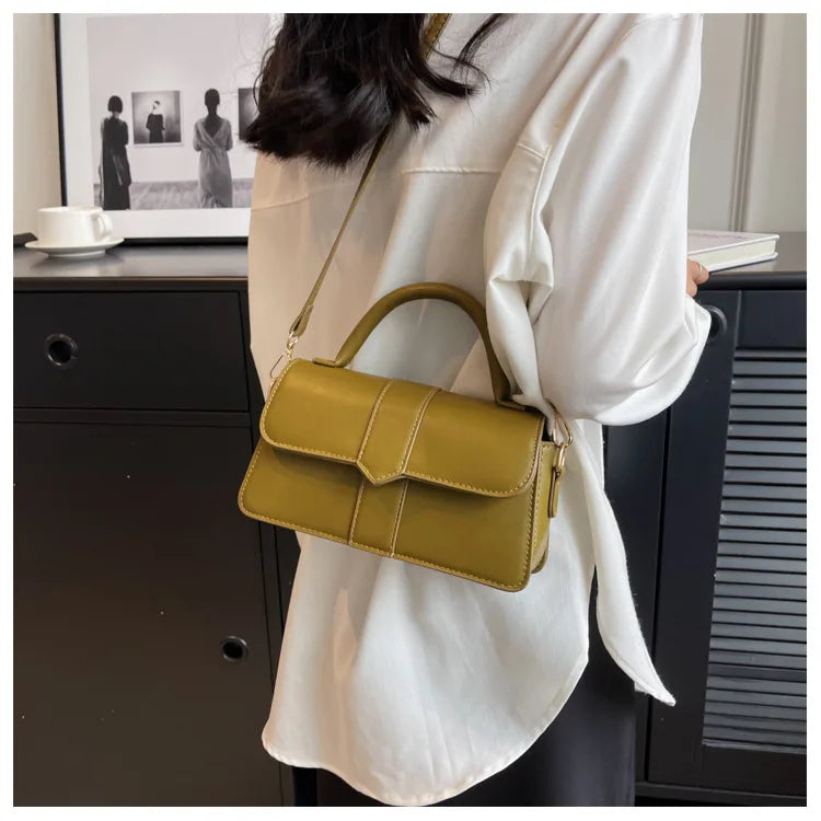 XOUHAM Pu Leather Shoulder Bag for Women Handbag Fashion Crossbody Bags Vintage Underarm Bag Female Casual Flip Square Satchel