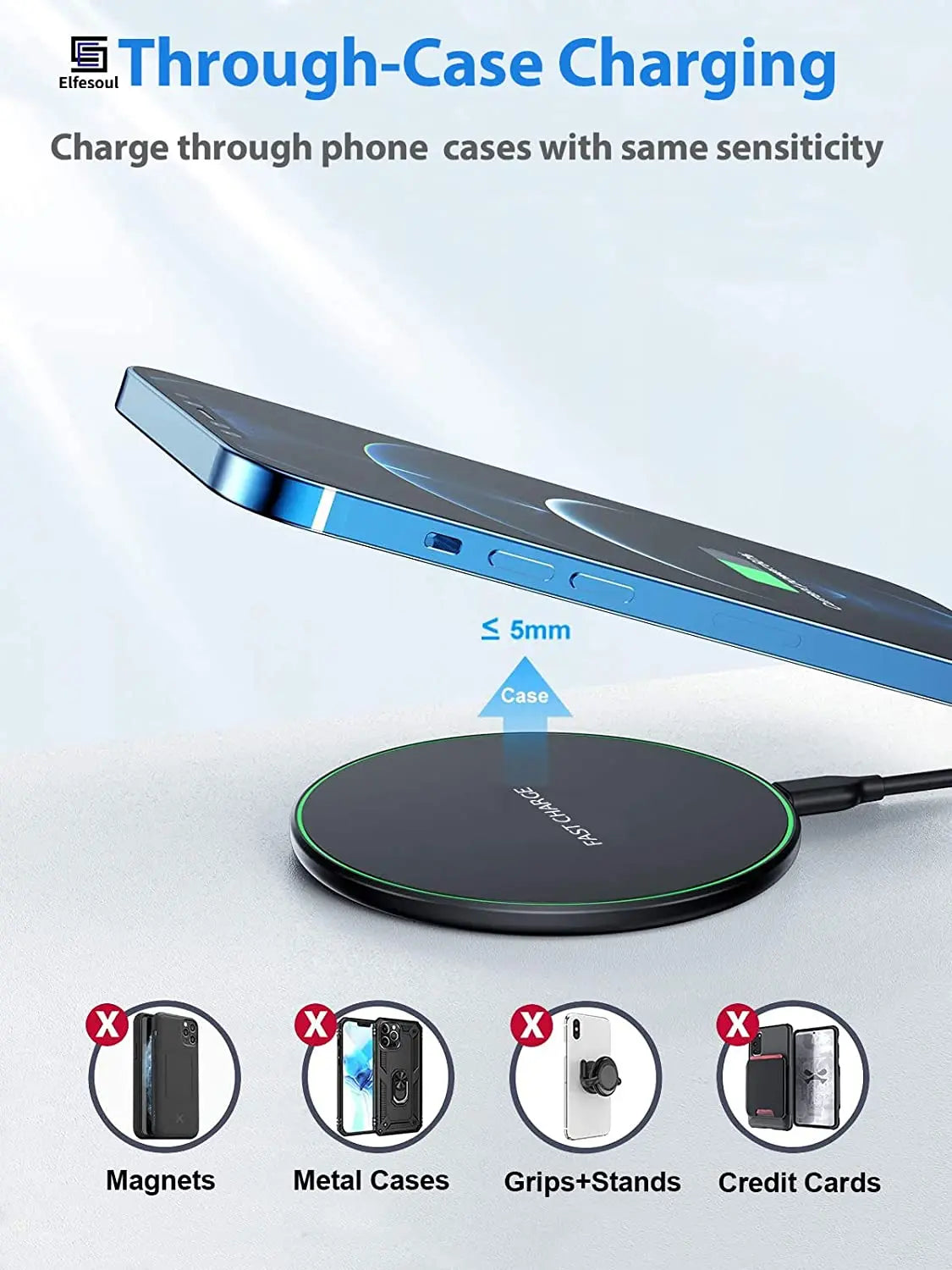 Qi2.0 Wireless Charger for iPhone 13 12 15 Xs Max XR 8 Plus  Fast Charging Pad for Ulefone Doogee Samsung Note 9 S10 Plus S21