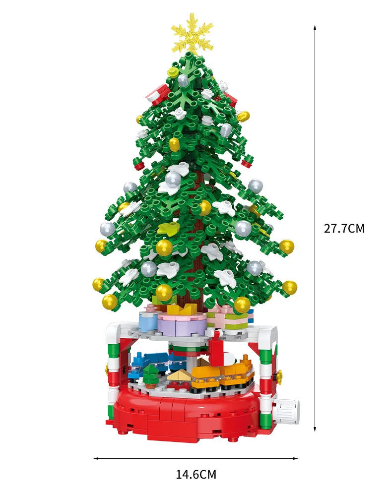 New Christmas Tree Building Blocks Music Box With Lights Christmas Ornaments Gift Assembly Small Particles For Girls Gift Toys