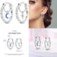 Bulbusbow Luminous Shell Women Earrings Original 925 Sterling Silver Pave CZ Star Moon Hoop Earrings Engagement Wedding Jewelry