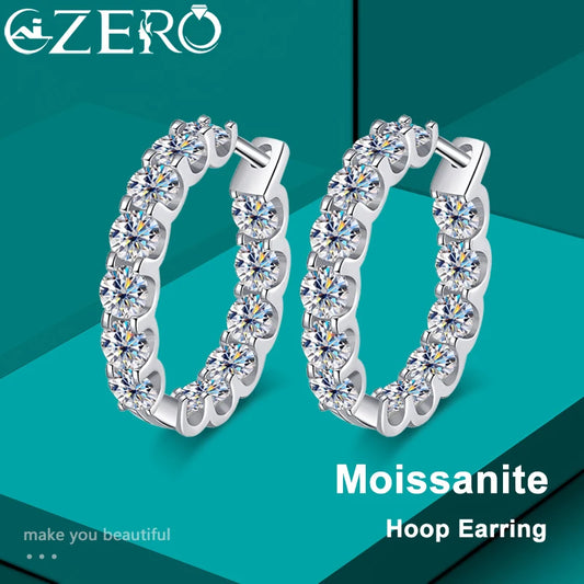 ALIZERO 2.6 Carat D Color Moissanite Earring 100% 925 Sterling Sliver Hoop Earrings for Women Wedding Party Top Quality Jewelry