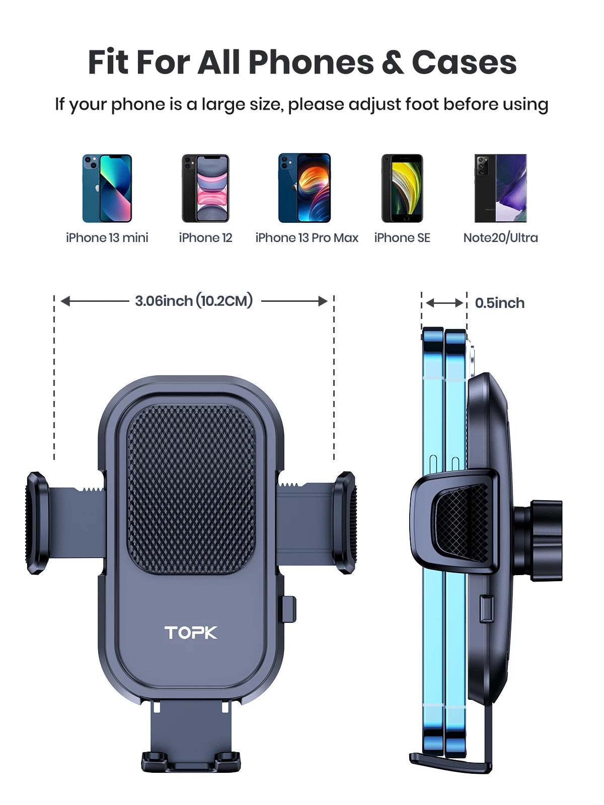 TOPK Car Phone Holder for Car with Hook Clip Air Vent Car Phone Mount 360° Rotation Universal Mobile Phone Mount for Smartphone