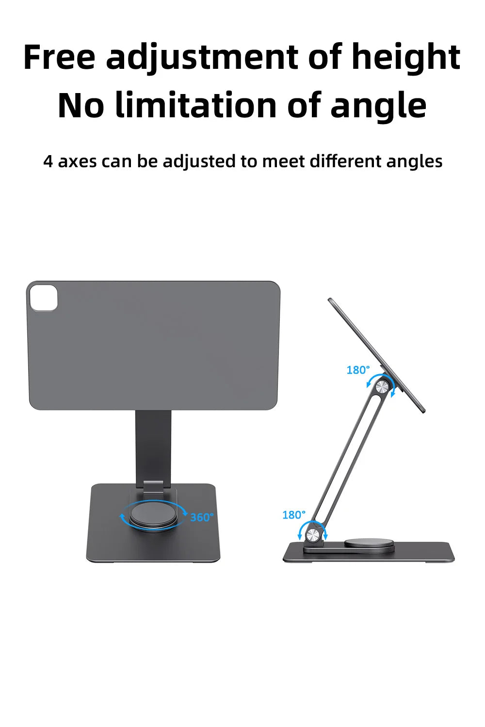 Magnetic Stand for iPad Pro M4 2024 11inch 13inch 360-degree rotate adjustable tablet holder Aluminium ally Folderable