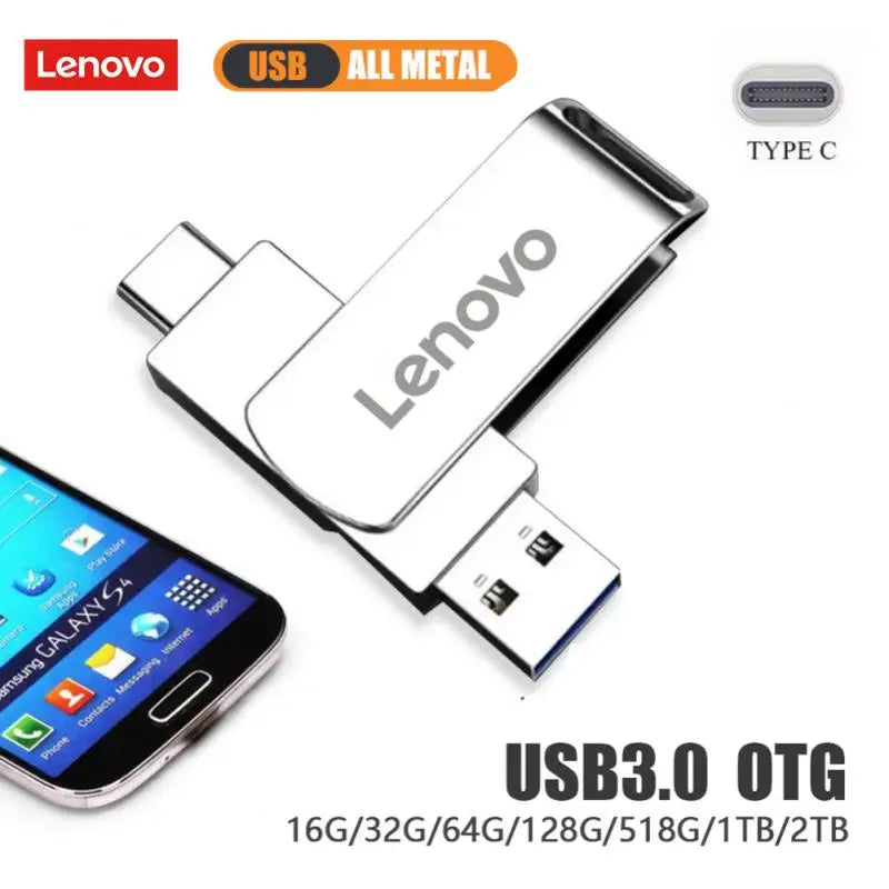 Lenovo 16TB 3.0 USB Flash Drive Metal High-Speed Pen Drive 2TB 512GB Waterproof Type-C Usb PenDrive For Computer Storage Devices