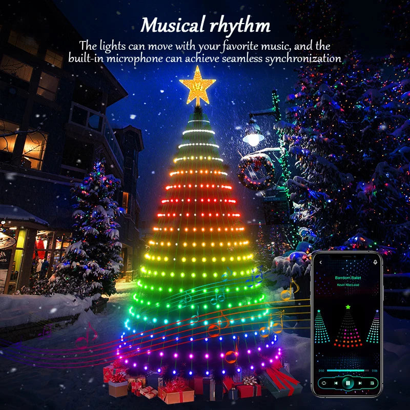 2.1M LED Christmas Tree Decorative Light Lntelligent iDeal LED APP Application Control DIY Lmage Light String For Quick Shipping