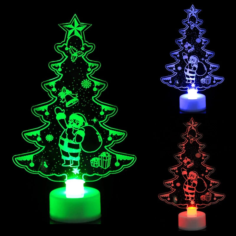 LED Mini Night Lights Colorful Flashing Lights Snowman Lamp Christmas Ornament Birthday Party New Year's Decor Festive Lighting