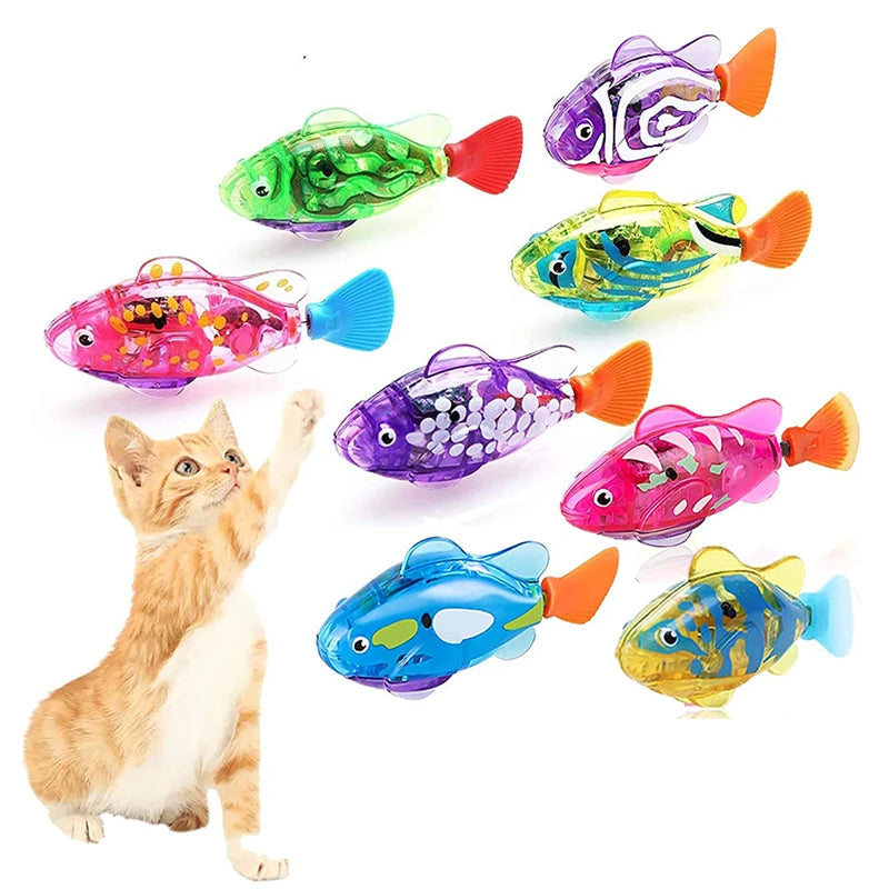 Pet Cat Interactive Electronic Fish Toy for Indoor Play Swimming Robot Fish Toy Cat and Dog with Led Light Pet Toys