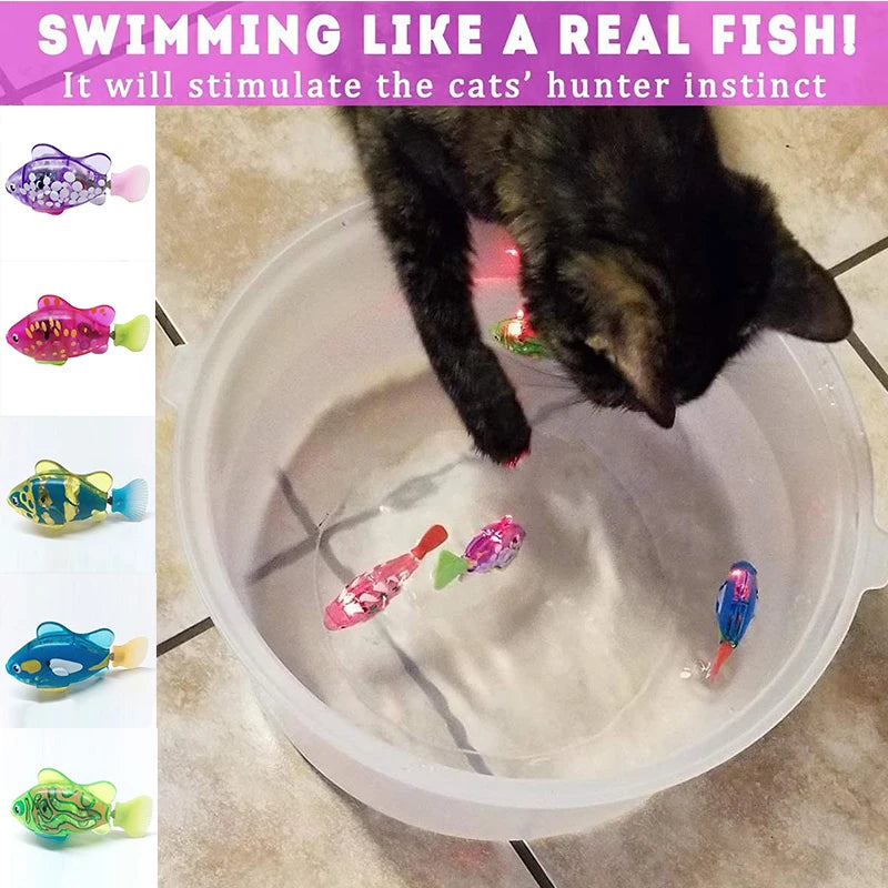 Pet Cat Interactive Electronic Fish Toy for Indoor Play Swimming Robot Fish Toy Cat and Dog with Led Light Pet Toys