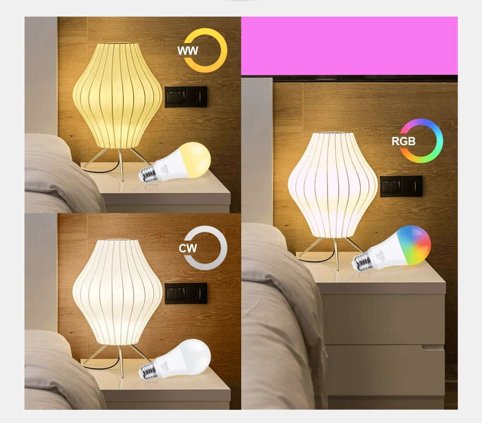 Bulbusbow Buy Smart E27 LED Bulb RGB+WW+CW  – 18W/15W, WiFi Compatible with Alexa & Google Assistant | Bulbusbow