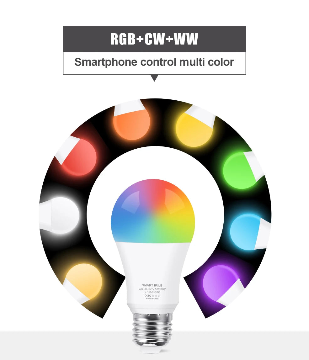 Bulbusbow Buy Smart E27 LED Bulb RGB+WW+CW  – 18W/15W, WiFi Compatible with Alexa & Google Assistant | Bulbusbow