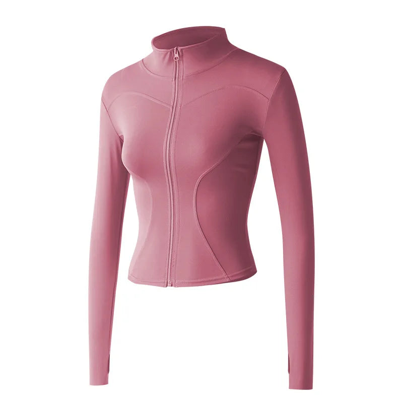 2022 Long Sleeve Sports Jacket Women Zip Fitness Yoga Shirt Winter Warm Gym Top Activewear Running Coats Workout Clothes Woman