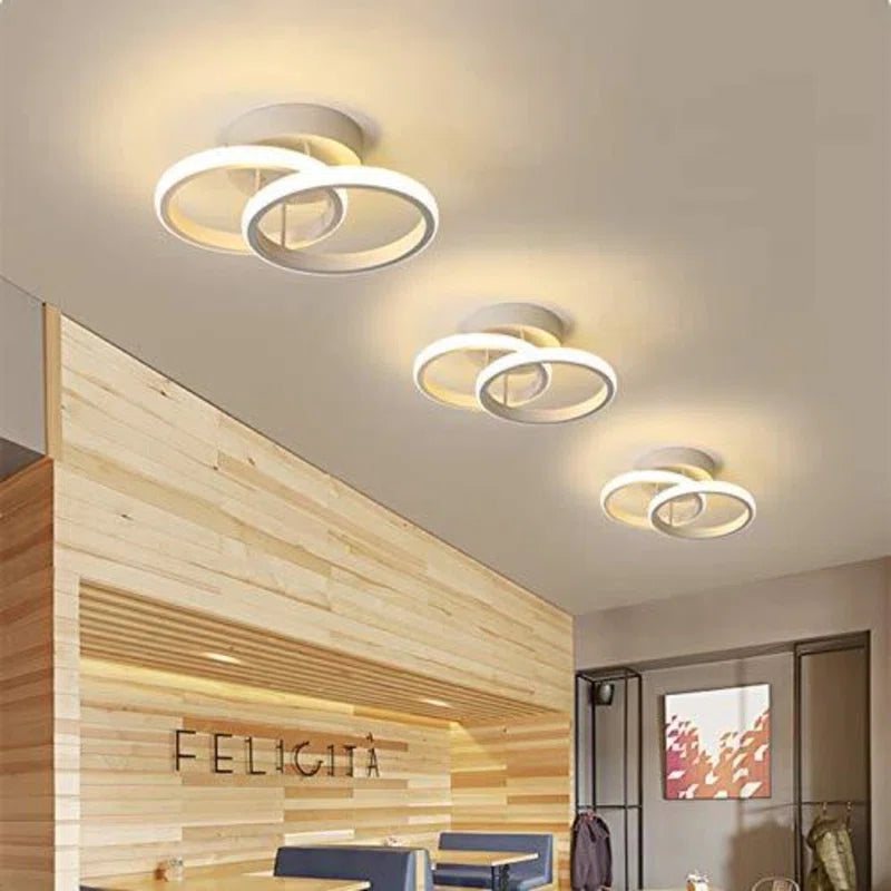 Verbrande Double-Rings Light 25Cm LED Integrated Semi Flush Mount