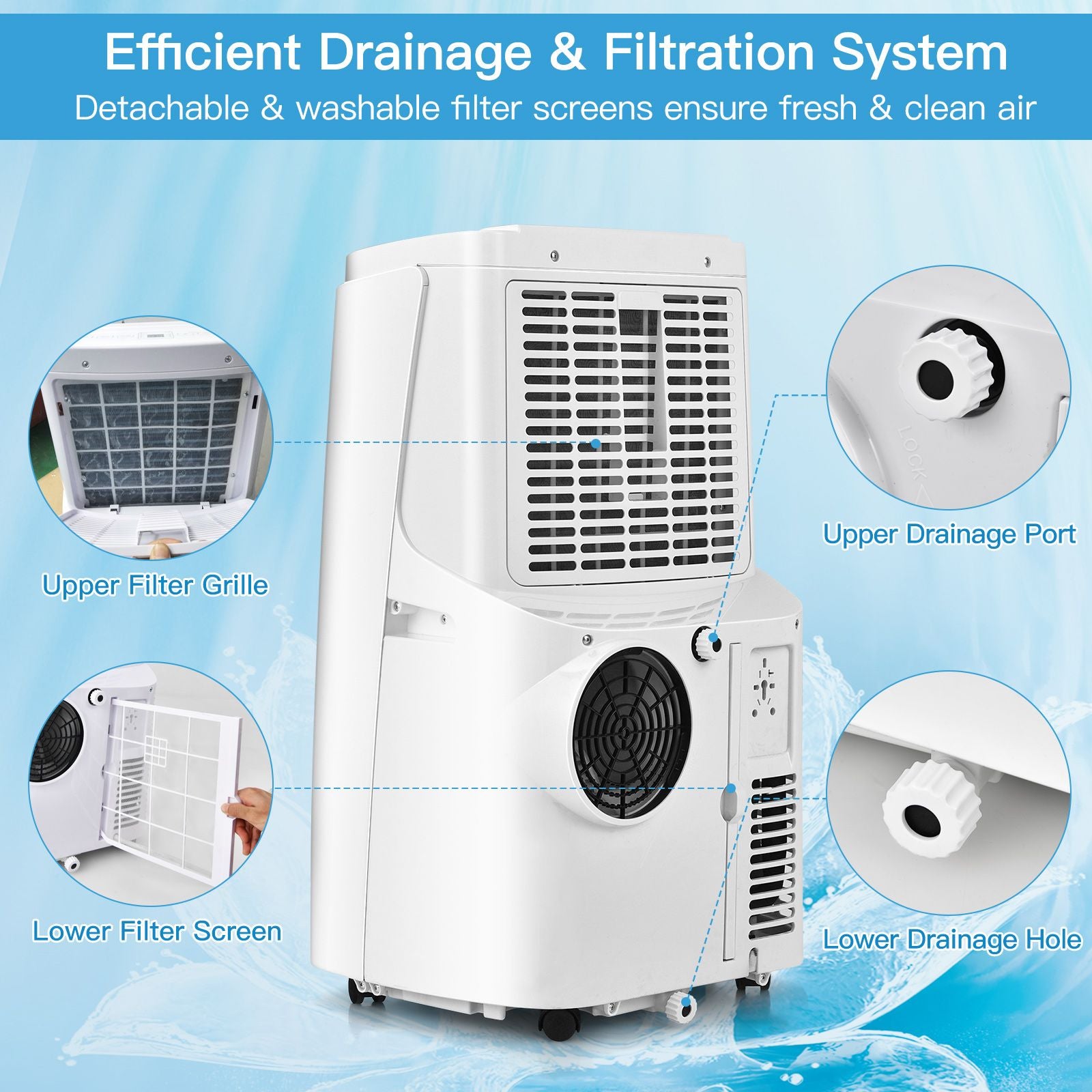 9000/12000 BTU Portable Air Conditioner with Remote Control