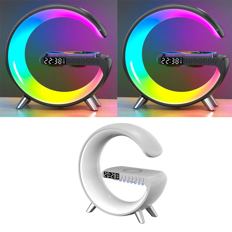 New Intelligent G Shaped LED Lamp Bluetooth Speake Wireless Charger Atmosphere Lamp App Control for Bedroom Home Decor