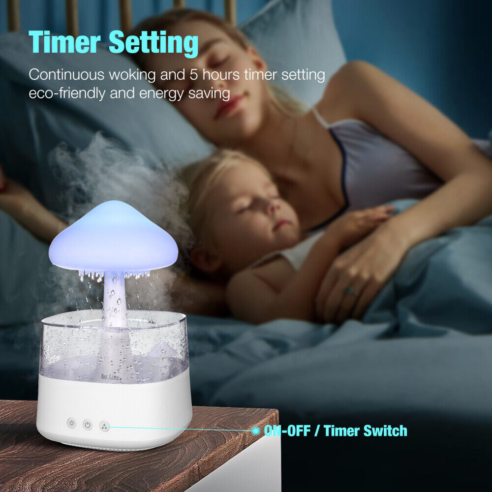 Rain Cloud Humidifier Rain Drop Sound Night Light Aromatherapy Oil Essential