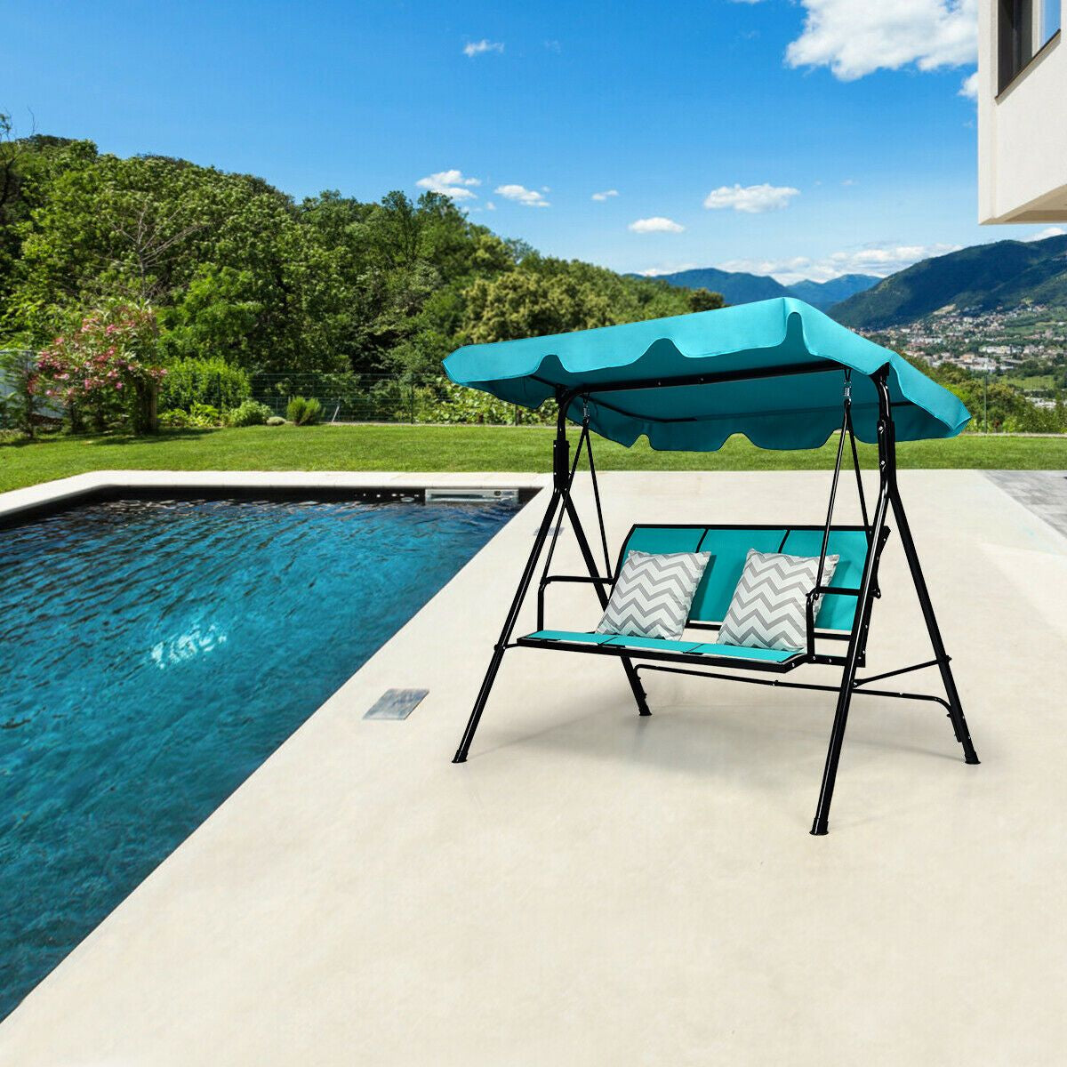 3 Seater Garden Swing Chair with Adjustable Canopy